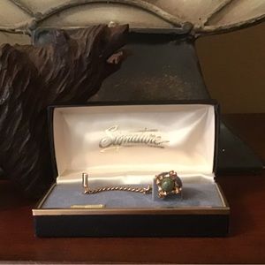 Signature jade tie tac. Vintage
